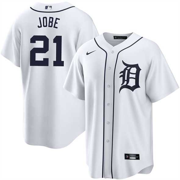 Mens Detroit Tigers #21 Jackson Jobe White Cool Base Stitched Jersey Dzhi